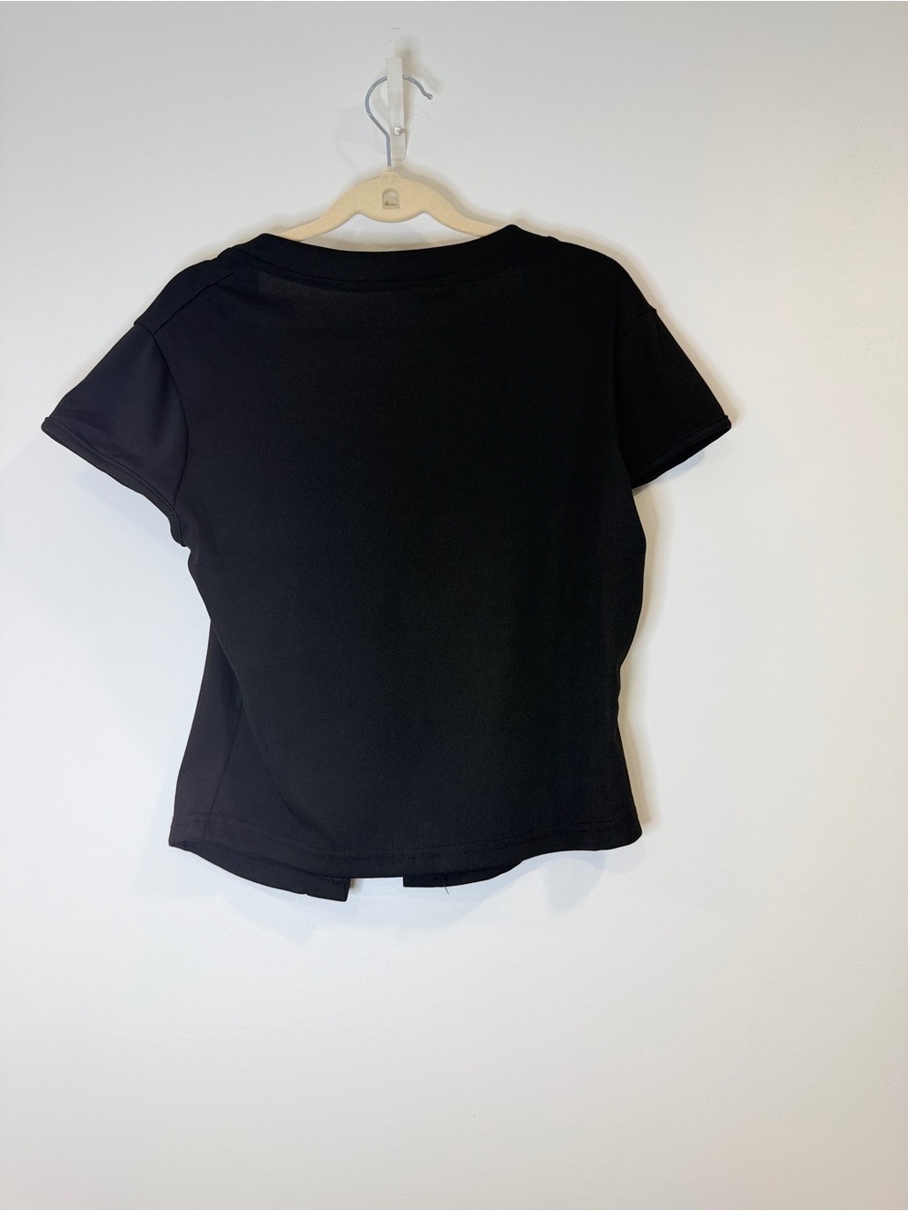 Black Lace-Up Short Sleeve Top - Picture 3 of 3